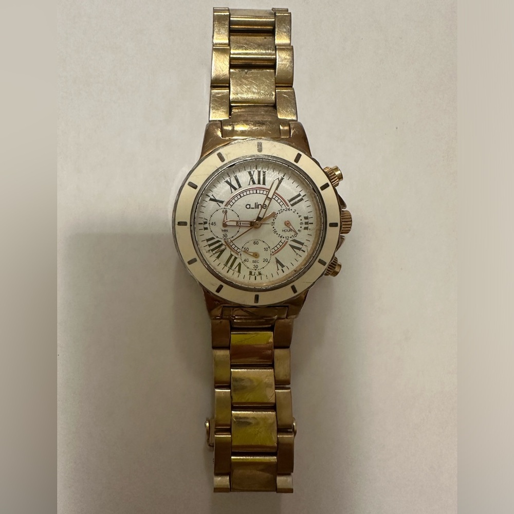 A_line Women’s AL-20015 Marina White Dial gold watch